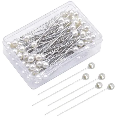 Stecknadeln mit Perlenkopf, 100 Stück, 4,1 cm, weiß, Metall und Kunststoff
