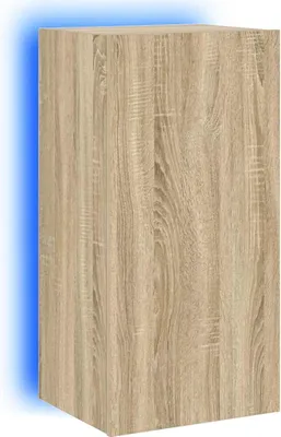 Image de vidaXL Armoire TV murale avec lampes LED Chêne Sonoma 40,5x35x80 cm