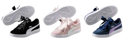Zdjęcie produktu dla PUMA Smash v2 Ribbon Jr, Damski, Dziecko, Modne trampki, Różowy, Biały, Monochromatyczny, Sznurowane zamknięcie
