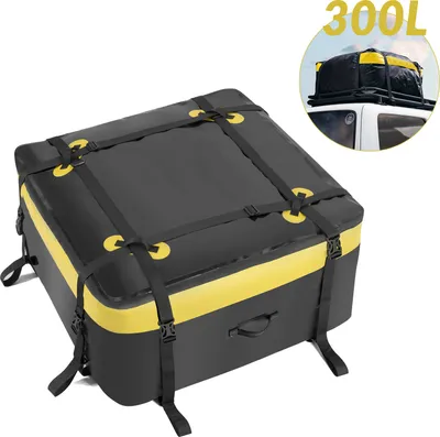 Image de ROCKBROS 300L Sac de toit pour voiture Imperméable à l'eau Sac de toit pour voiture Noir jaune