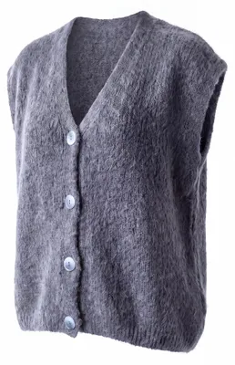 Produktbild von Strickweste Damen Flauschige Oversize-Weste 38 40 42 V-Ausschnitt Kurzweste