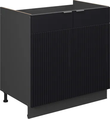 Produktbild von Spülenunterschrank Vicco Fame-Line Schwarz gestreift 80 cm ohne Arbeitsplatte, Model 50662