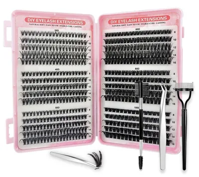 Produktbild von Wimpern Extensions Kit 580 Stück 30-100D mit Zubehör für Wimpernverlängerung zu Hause