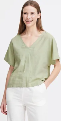 Produktbild von b.young BYFALAKKA Damen Bluse Shirt V-Ausschnitt Leinenmix relaxed fit