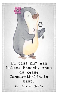Produktbild von Mr. & Mrs. Panda Gästetuch Zahnarzthelferin Herz - Weiß - Geschenk, Handtuch Klein, Frotteehandtuch, gäste wc, badezimmer, Baumwollhandtuch