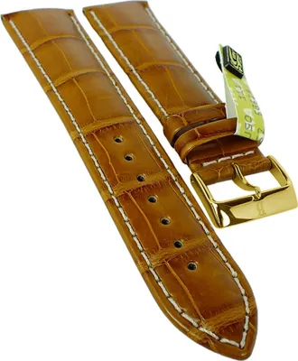 Produktbild von BARINGTON LOUISIANA Uhrenarmband | echt Krokoleder | naturbraun 35348, Stegbreite:20mm, Schließe:Gelbgolden