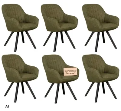 Produktbild von Esszimmerstühle 6er Set Matera 100% mit Armlehnen & drehbarem Sitz