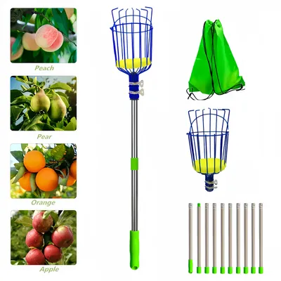 Obrázok produktu pre ZELURXX zberač ovocia zberač jabĺk pomocník pri zbere úrody zberač ovocia zberač hrušiek, 10 ks, modrý, 4 m