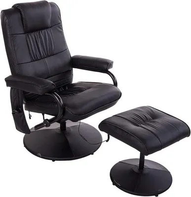 Produktbild von Famanu Massagestuhl mit Relaxfunktion und Hocker - Kunstleder Schwarz