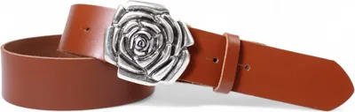 Produktbild von Ledergürtel Damen Echtleder 4 cm, Rosen-Schnalle altsilber, Motiv, FRONHOFER