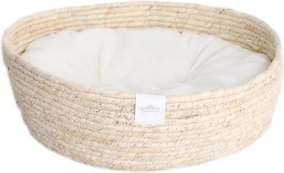 Produktbild von Famanu Katzenbett Naturmaterial Plüsch Ø 38 cm - Höhe 13 cm - Weiß Beige