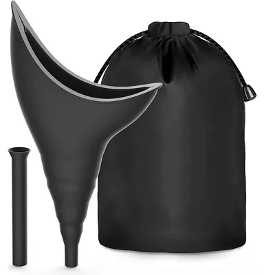 Image de Urinoir portable pour femmes - Aide à l'urination réutilisable - Pliable - En caoutchouc - Pour le camping et les déplacements - 1 pièce