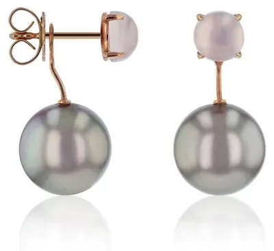 Obrázok produktu pre Luna-Pearls – 311.1996 – Náušnice – Dámske – 750 červené zlato – Kultivovaná sladkovodná perla Ming 11–13 mm ružový kremeň