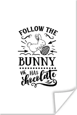 Produktbild von MuchoWow® Poster Ostern - Zitate - Folge dem Hasen, er hat Schokolade - Osterei 60x90 cm - Wanddekoration
