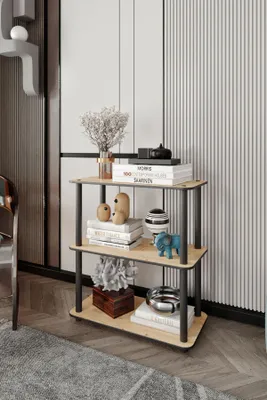 Produktbild von Skye Decor, Moderner Bücherregal aus 100% MDF, Eiche, 30 x 72 x 60 cm | Komprimierte Kraftbeine | Skandinavisches Design, ideal für stilvolle Wohnräume und Büros.