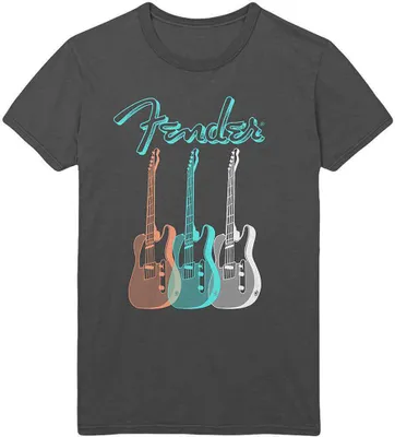 Zdjęcie produktu dla Fender | Oficjalna koszulka zespołu | Potrójna gitara, rozmiar L, szara