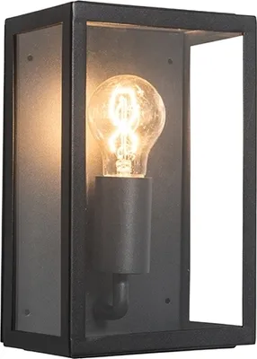 Produktbild von Industrielle Außenwandleuchte Schwarz mit Glas IP44 Rotterdam 2
