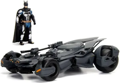 Produktbild von Batmobile Batman Justice League 2017 matt grau mit Figur Modellauto 1:24 Jada Toys