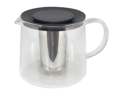 Produktbild von Teekanne Glas mit Edelstahlsieb 1,5 Liter – moderne Glaskanne mit Edelstahlfilter und Deckel, spülmaschinengeeignet