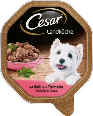 Produktbild von Cesar Nassfutter Landküche mit Kalb und Truthahn in Sauce 150g