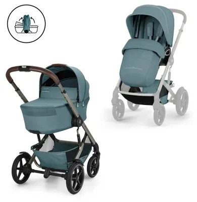 Produktbild von cybex Kinderwagen TALOS S LUX TPE incl. Babywanne faltbar Stormy Blue | light blue