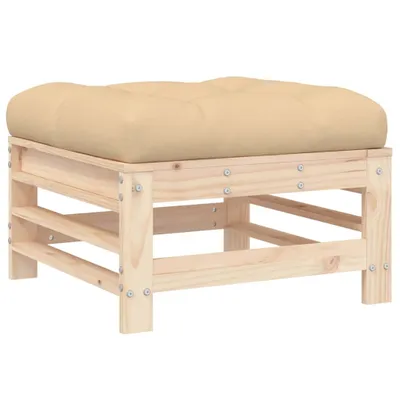 Image de vidaXL Tabouret de jardin avec coussin Pin massif
