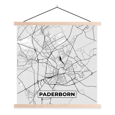 Produktbild von MuchoWow® Textilposter Karte - Stadtplan - Deutschland - Paderborn 60x60 cm mit holzfarbenen Rahmen - Wanddekoration