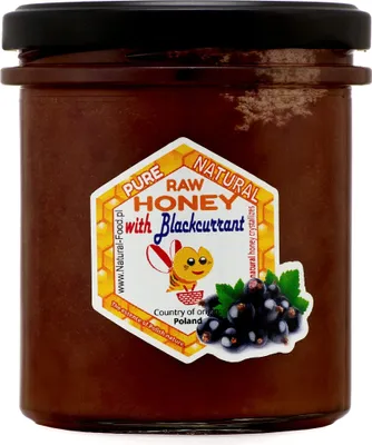 Produktbild von NATURAL FOOD Honig mit Zusatz  - für Desserts Süßspeisen Aromatisierte Tees n - Gewicht 430 g - mit Schwarzer Johannisbeere