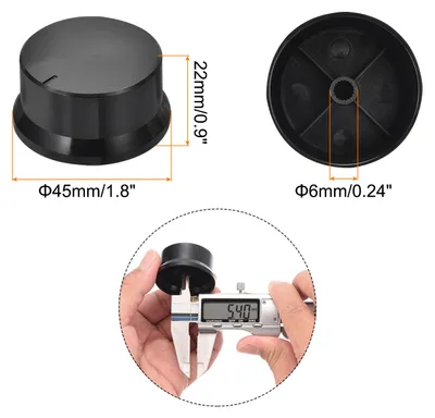 Image de Bouton de potentiomšštre rotatif avec axe en forme de fleur de prunier de 6 mm de diamšštre de trou avec šŠchelle, 0,9" H x 1,8" Dia šŠlectronique en plastique noir