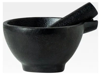 Produktbild von Mörser und Stössel aus Gusseisen, schwarz, klein, 9,8 cm x 5,8 cm - 1 Set