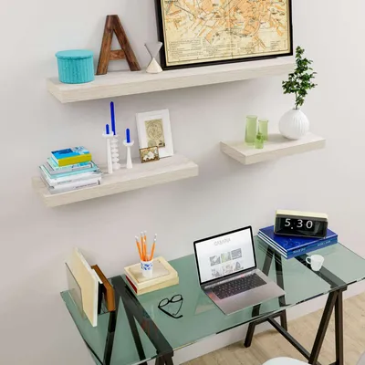 Image de CASARIA 2x Étagères Murales Flottantes 70 cm Chêne MDF Robuste Effet Flottant étagère Bois Rangement décoration