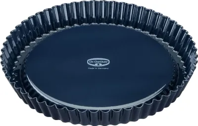 Produktbild von Dr. Oetker Obstkuchenform Ø 28 cm BACK-LIEBE EMAILLE, Backform mit schnitt- & kratzfester Emaille-Versiegelung, Obstform für schmackhafte Obstkuchen (Farbe: Blau)