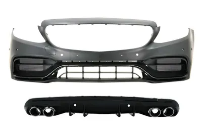 Produktbild von Frontstoßstange Diffusor Tipps für Mercedes C W205 S205 AMG Sport Line 14-20 C63 Look