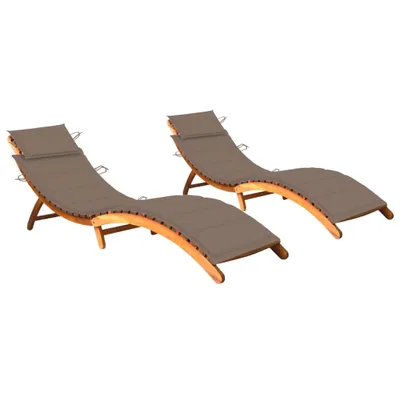 Produktbild von Sonnenliegen 2 Stk. mit Auflagen Massivholz Akazie
