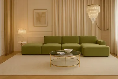 Produktbild von Kaiser Möbel Ecksofa Cursal L-Form + Hocker, Stoff Salvador, Olive, Rechts