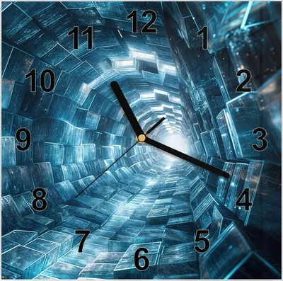 Produktbild von Wanduhr aus Glas mit Motiv Futuristischer Tunnel- 30 x 30 cm - inkl. Aufhängesystem