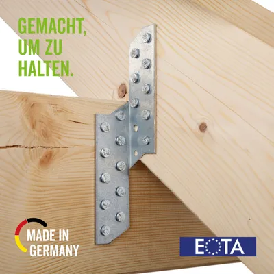 Produktbild von Alberts 838201 Sparren-Pfettenanker, sendzimirverzinkt, 32 x 32 x 210 mm, 100er Set