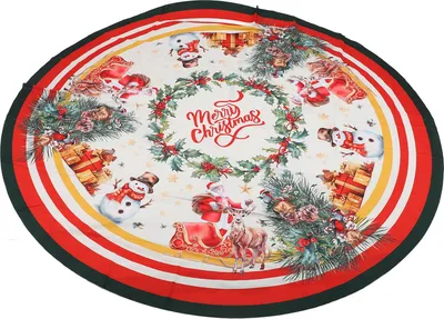 Zdjęcie produktu dla Obrus świąteczny, 152,4 cm, okrągły, poliester, odporny na blaknięcie, odporny na rozdarcia, zmywalny, obrus świąteczny YZB(204)