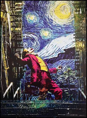 Wandbild Sternennacht Van Gogh Kunstdruck auf Holz 30x21 cm