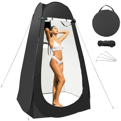 Image de Tente de toilettes gonflable noire, pour camping