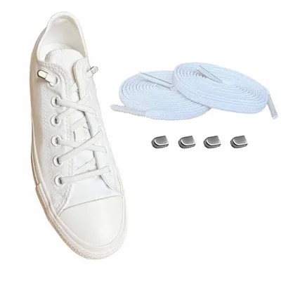 Produktbild von Elastische Schnürsenkel mit Clips - Schnürsenkel: Weiss | Verschluss: Silber Matt