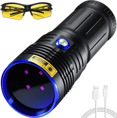 Produktbild von DARKBEAM UV Taschenlampe 365nm Schwarzlicht LED-Ultraviolett-Schwarzlicht, leistungsstarke Woodsche Lampe USB-C wiederaufladbar 50W Haustier Urin