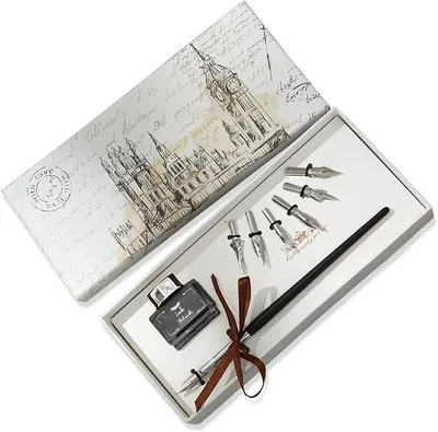 Imagen del producto de Juego de plumas de caligrafía, juego de plumas, juego de plumas estilográficas, juego de plumas para caligrafía, set de plumas para escribir, set de plumas con plumero, caja