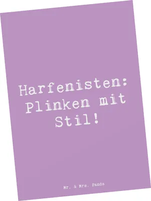 Produktbild von Mr. & Mrs. Panda Postkarte Spruch Harfe mit Stil - Lavendeltraum - Geschenk, Elegant, bildkarte, Instrument, Ansichtskarte, Harfenmusik, Ansichtskarten, Musiker, Musik