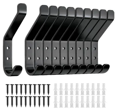 Produktbild von Wandhaken Kleiderhaken Hakenleiste - 10 cm - Metall - Schwarz - 10 Stück