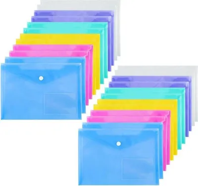 Image de lot de 24 pochettes porte-documents A5 en plastique pour l'école et le bureau