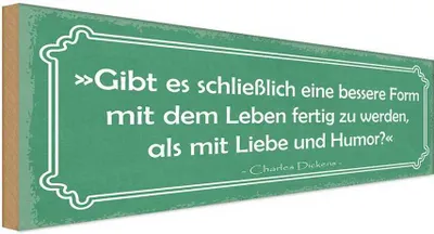 Produktbild von vianmo Holzschild 10x27 cm Leben mit Liebe und Humor Spruch Zitat