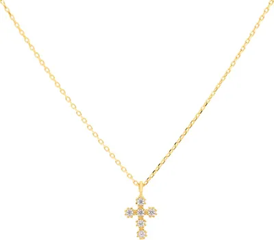 Produktbild von SuzanGold God's Favorite Kreuzkette Hochwertige Goldkette mit Zirkonia Elementen