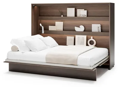 Produktbild von MEBLINI Schrankbett Bed Concept - Wandbett mit Lattenrost - Klappbett mit Schrank - Wandklappbett - Murphy Bed - Bettschrank - BC-04 - 140x200cm Horizontal - Dunin Eiche mit Matratze