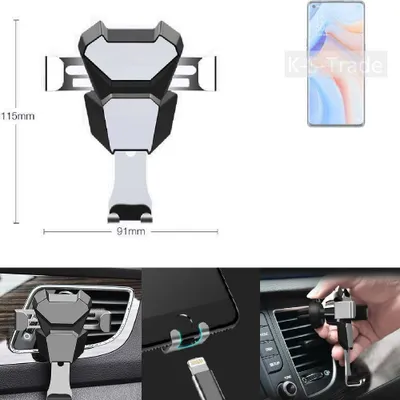 Produktbild von K-S-Trade Lüftungshalterung kompatibel mit Oppo Reno4 Pro kompakte Handy-Halterung Lüftungsschlitz Lüftungsgitter Autohalterung KFZ Auto-Halterung